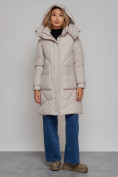 Купить Пальто утепленное молодежное зимнее женское светло-серого цвета 52321SS, фото 6