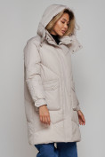 Купить Пальто утепленное молодежное зимнее женское светло-серого цвета 52321SS, фото 7
