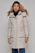 Купить Пальто утепленное молодежное зимнее женское светло-серого цвета 52321SS, фото 9