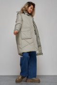 Купить Пальто утепленное молодежное зимнее женское светло-зеленого цвета 52321ZS, фото 18