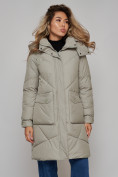 Купить Пальто утепленное молодежное зимнее женское светло-зеленого цвета 52321ZS, фото 20