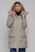 Купить Пальто утепленное молодежное зимнее женское светло-зеленого цвета 52321ZS, фото 9