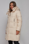 Купить Пальто утепленное молодежное зимнее женское бежевого цвета 52322B, фото 10