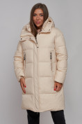 Купить Пальто утепленное молодежное зимнее женское бежевого цвета 52322B, фото 12