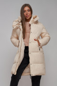 Купить Пальто утепленное молодежное зимнее женское бежевого цвета 52322B, фото 16