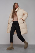 Купить Пальто утепленное молодежное зимнее женское бежевого цвета 52322B, фото 17
