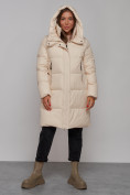 Купить Пальто утепленное молодежное зимнее женское бежевого цвета 52322B, фото 5