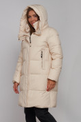 Купить Пальто утепленное молодежное зимнее женское бежевого цвета 52322B, фото 6