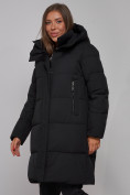 Купить Пальто утепленное молодежное зимнее женское черного цвета 52322Ch, фото 11