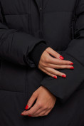 Купить Пальто утепленное молодежное зимнее женское черного цвета 52322Ch, фото 16