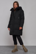 Купить Пальто утепленное молодежное зимнее женское черного цвета 52322Ch, фото 2