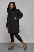 Купить Пальто утепленное молодежное зимнее женское черного цвета 52322Ch, фото 7