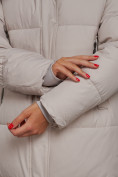 Купить Пальто утепленное молодежное зимнее женское светло-серого цвета 52322SS, фото 13