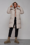 Купить Пальто утепленное молодежное зимнее женское светло-серого цвета 52322SS, фото 15