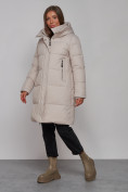 Купить Пальто утепленное молодежное зимнее женское светло-серого цвета 52322SS, фото 2