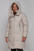 Купить Пальто утепленное молодежное зимнее женское светло-серого цвета 52322SS, фото 6