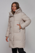 Купить Пальто утепленное молодежное зимнее женское светло-серого цвета 52322SS, фото 9