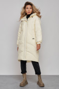 Купить Пальто утепленное молодежное зимнее женское бежевого цвета 52323B, фото 3