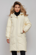 Купить Пальто утепленное молодежное зимнее женское бежевого цвета 52323B, фото 4