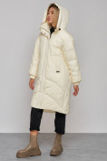 Купить Пальто утепленное молодежное зимнее женское бежевого цвета 52323B, фото 8