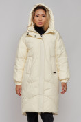 Купить Пальто утепленное молодежное зимнее женское бежевого цвета 52323B, фото 9