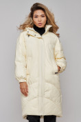 Купить Пальто утепленное молодежное зимнее женское бежевого цвета 52323B, фото 11