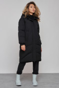 Купить Пальто утепленное молодежное зимнее женское черного цвета 52323Ch, фото 2