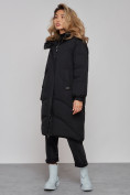 Купить Пальто утепленное молодежное зимнее женское черного цвета 52323Ch, фото 3
