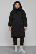 Купить Пальто утепленное молодежное зимнее женское черного цвета 52323Ch, фото 6