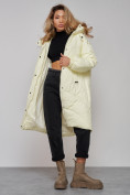 Купить Пальто утепленное молодежное зимнее женское светло-желтого цвета 52323SJ, фото 19
