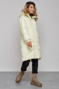 Купить Пальто утепленное молодежное зимнее женское светло-желтого цвета 52323SJ, фото 2