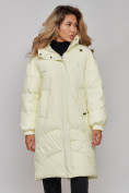 Купить Пальто утепленное молодежное зимнее женское светло-желтого цвета 52323SJ, фото 21