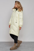Купить Пальто утепленное молодежное зимнее женское светло-желтого цвета 52323SJ, фото 3