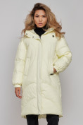 Купить Пальто утепленное молодежное зимнее женское светло-желтого цвета 52323SJ, фото 5