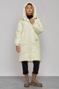 Купить Пальто утепленное молодежное зимнее женское светло-желтого цвета 52323SJ, фото 6