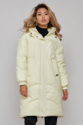 Купить Пальто утепленное молодежное зимнее женское светло-желтого цвета 52323SJ, фото 9