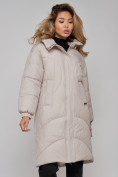 Купить Пальто утепленное молодежное зимнее женское светло-серого цвета 52323SS, фото 11