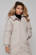 Купить Пальто утепленное молодежное зимнее женское светло-серого цвета 52323SS, фото 12