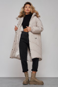 Купить Пальто утепленное молодежное зимнее женское светло-серого цвета 52323SS, фото 18