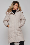 Купить Пальто утепленное молодежное зимнее женское светло-серого цвета 52323SS, фото 19