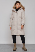 Купить Пальто утепленное молодежное зимнее женское светло-серого цвета 52323SS, фото 2
