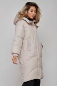 Купить Пальто утепленное молодежное зимнее женское светло-серого цвета 52323SS, фото 20