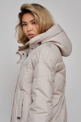 Купить Пальто утепленное молодежное зимнее женское светло-серого цвета 52323SS, фото 22