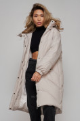 Купить Пальто утепленное молодежное зимнее женское светло-серого цвета 52323SS, фото 24