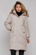 Купить Пальто утепленное молодежное зимнее женское светло-серого цвета 52323SS, фото 5