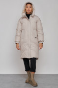 Купить Пальто утепленное молодежное зимнее женское светло-серого цвета 52323SS, фото 8