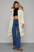 Купить Пальто утепленное молодежное зимнее женское светло-бежевого цвета 52325SB, фото 14