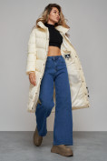 Купить Пальто утепленное молодежное зимнее женское светло-бежевого цвета 52325SB, фото 15