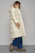 Купить Пальто утепленное молодежное зимнее женское светло-бежевого цвета 52325SB, фото 17