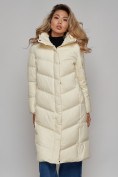 Купить Пальто утепленное молодежное зимнее женское светло-бежевого цвета 52325SB, фото 18